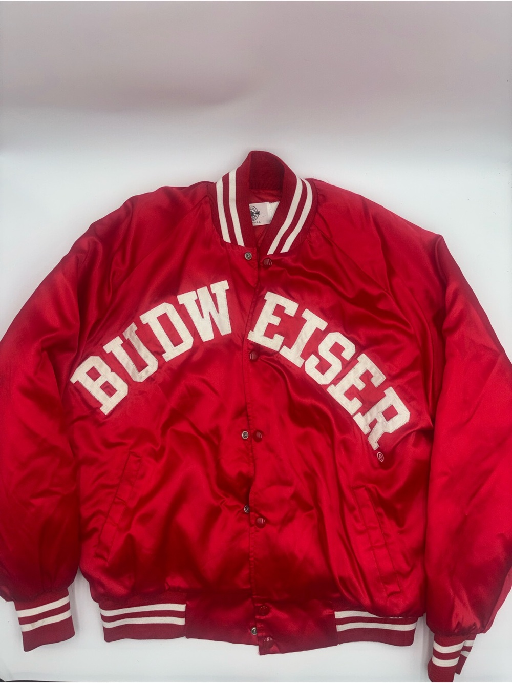 Budweiser Red white Satin bomber Jacket